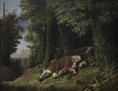 Rip Van Winkle Asleep，1879-80（油罐头） 作者 Albertus D.O Browere