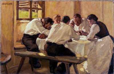 Repas，la soupe（版本 2）（午餐（汤，版本 II） 阿尔宾-埃格尔-连茨（1868-1926 年）的画作，布面油画 作者 阿尔宾·艾格·林茨