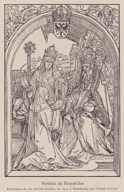 Hrotsvitha of Gandersheim 作者 Albrecht (after) Durer or Duerer