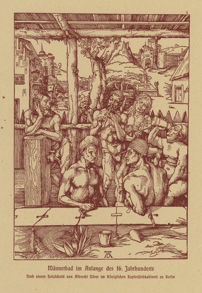 男子浴室，16 世纪早期（彩色石版画） 作者 Albrecht（之后）Durer或Duerer