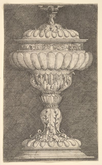 带盖的高脚杯，上面有飞过的球 作者 阿尔布雷希特·阿尔特多夫（Albrecht Altdorfer）