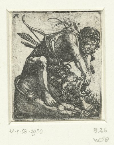 赫拉克勒斯杀死尼米亚狮子 作者 阿尔布雷希特·阿尔特多夫（Albrecht Altdorfer）