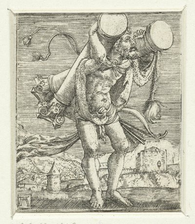 大力士扛起圆柱 作者 阿尔布雷希特·阿尔特多夫（Albrecht Altdorfer）