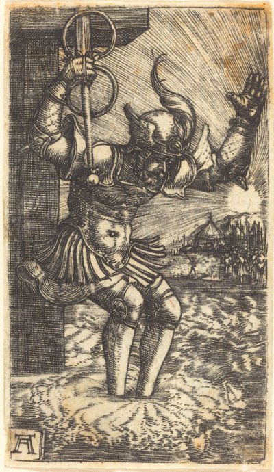 霍雷肖-科克莱斯跃入台伯河 作者 阿尔布雷希特·阿尔特多夫（Albrecht Altdorfer）