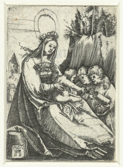 玛利亚与圣婴和两个小男孩 作者 阿尔布雷希特·阿尔特多夫（Albrecht Altdorfer）