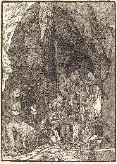 洞穴中的圣杰罗姆 作者 阿尔布雷希特·阿尔特多夫（Albrecht Altdorfer）