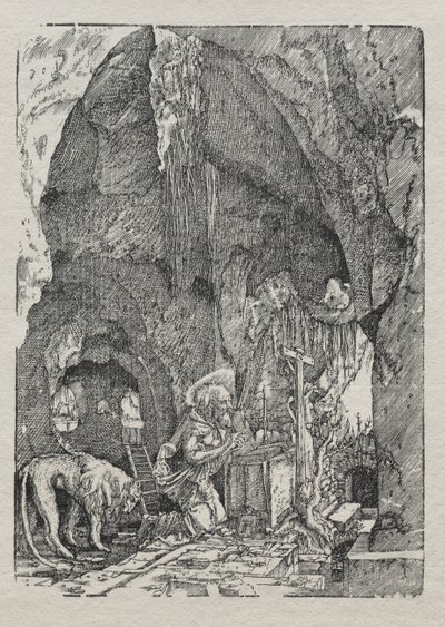 洞穴中的圣杰罗姆角c。 1513-15。 作者 阿尔布雷希特·阿尔特多夫（Albrecht Altdorfer）