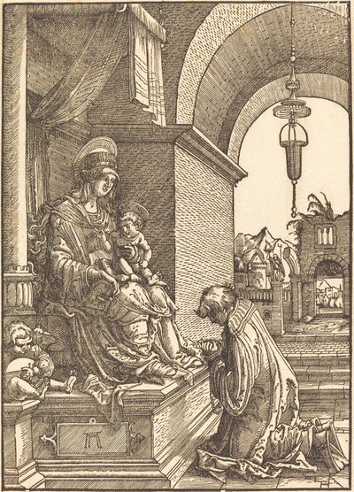 跪在圣母和圣婴前的顺从者 作者 阿尔布雷希特·阿尔特多夫（Albrecht Altdorfer）