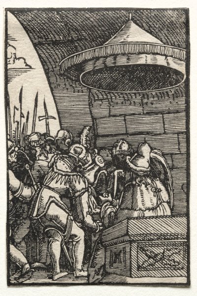 人的堕落与救赎：彼拉多洗手，c。 1515。 作者 阿尔布雷希特·阿尔特多夫（Albrecht Altdorfer）