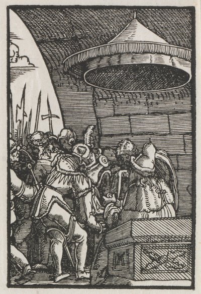 人的堕落与救赎：彼拉多洗手，c。 1515。 作者 阿尔布雷希特·阿尔特多夫（Albrecht Altdorfer）