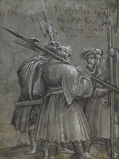 三夜守夜人，1513（蓝灰色纸上绘图） 作者 阿尔布雷希特·阿尔特多夫（Albrecht Altdorfer）