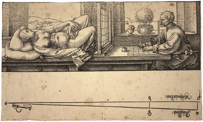 艺术家用透视装置绘制裸体，1538年 作者 Albrecht Dürer