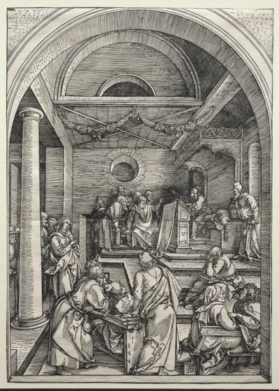 基督与医生争执，c。 1503-1504。 作者 阿尔布雷希特丢勒