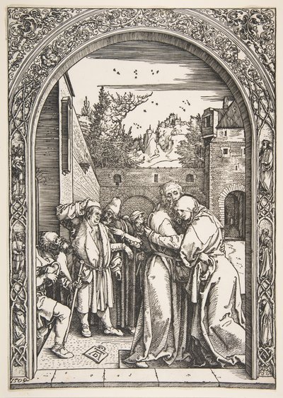 约阿希姆（Joachim）和安娜（Anna）在金门大桥（Golden Gate），摘自《处女生活》（The Life of the Virgin），1504年。 作者 阿尔布雷希特丢勒