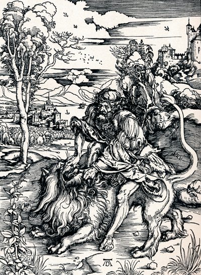 萨姆森·雷丁（Samson Rending the Lion），1497年-1906年 作者 阿尔布雷希特丢勒