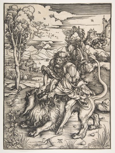 Samson Rending the Lion, ca. 1497-98.  作者 阿尔布雷希特丢勒