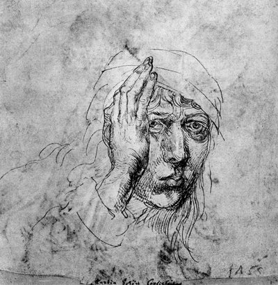 带绷带的自画像，1492年，1936年 作者 阿尔布雷希特丢勒