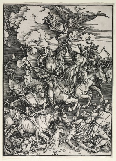 启示录中的四骑士，c。 1498。 作者 Albrecht Dürer