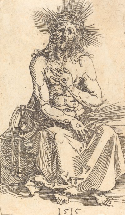 悲伤的人坐着，1515年。 作者 阿尔布雷希特丢勒
