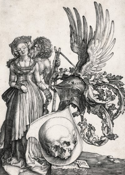 带有骷髅头的纹章，1503年。 作者 阿尔布雷希特丢勒