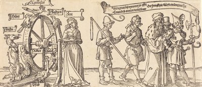 时间和一只狐狸在转动财富之轮，各阶层的人都在右边，可能是1526年。 作者 阿尔布雷希特丢勒