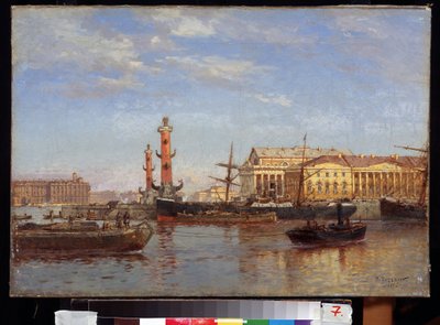 Vue de Saint Petersbourg depuis la Neva.(从涅瓦河看圣彼得堡）。Peinture de Alexander Karlovich Beggrov (1841-1914)。水彩画，46 x 65 厘米 作者 亚历山大·卡洛维奇·贝格罗夫