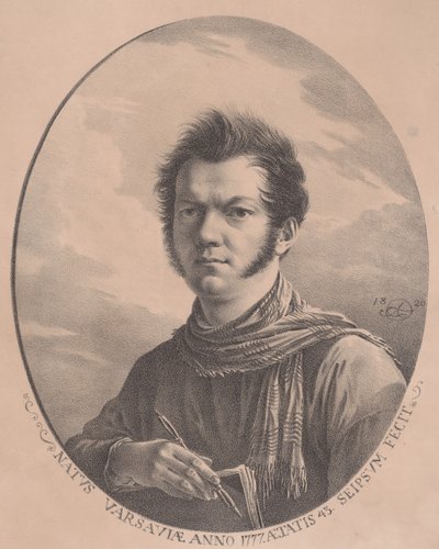 带着画册和笔的自画像，1819., 1819. 作者 亚历山大·奥尔洛夫斯基