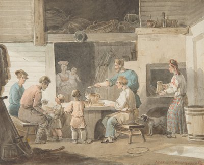 午餐时间，1821年 作者 Aleksei Gavrilovich Venetsianov
