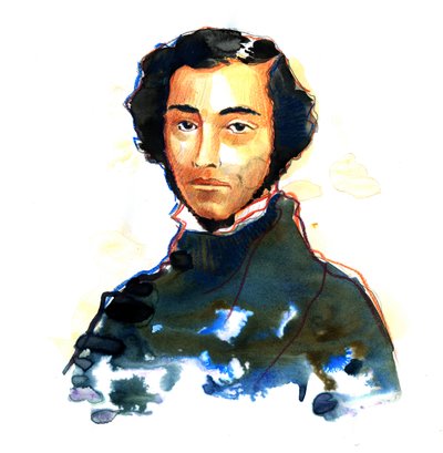 查尔斯-亚历克西斯-亨利·克莱拉尔·德·托克维尔 (Charles-Alexis-Henri Clerel de Tocqueville) (1805-59) - 亚历克西斯·德·托克维尔 (Alexis Charles Henri Cleral de Tocqueville) (1805 - 1859) 的肖像，法国历史学家和政治家 作者 亚历山德罗·洛纳蒂