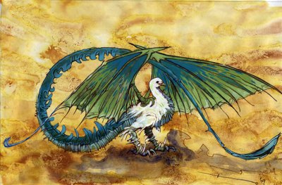 神话般的生物：龙的代表，半鸽子米龙。 亚历山德罗·洛纳蒂绘画 作者 亚历山德罗·洛纳蒂