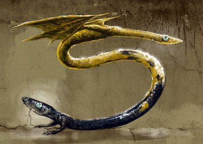 神奇的怪兽和生物，隐栖动物学：双头蛇（Amphisbene，神话中的双头蛇，两端各有一个头的食蚁蛇）的代表作，亚历山德罗-洛纳蒂绘制，2012 年 作者 亚历山德罗·洛纳蒂