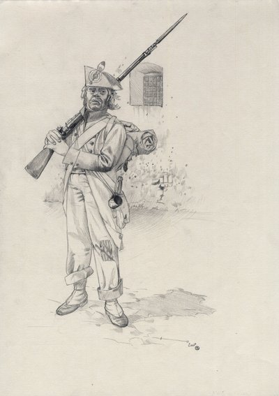 第一帝国（1804-1814 或 1815 年）：拿破仑军队士兵，堡垒中骑兵旅的步兵。亚历山德罗-洛纳蒂的绘画作品 作者 亚历山德罗·洛纳蒂
