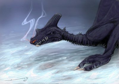 传说中的生物亚利桑德罗-洛纳蒂绘制的《雪中龙 作者 亚历山德罗·洛纳蒂
