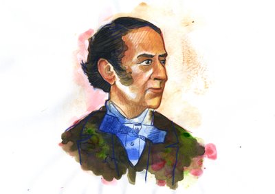 圣西蒙伯爵克劳德-亨利-德-鲁弗罗伊（1760-1825 年）哲学家和经济学家肖像--亚历山德罗-洛纳蒂插图 作者 亚历山德罗·洛纳蒂