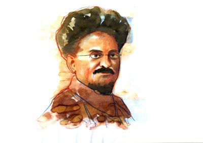 列夫·托洛茨基肖像（托洛茨基或托洛茨基）（1879-1940）（列夫·托洛茨基马克思主义革命家和理论家、苏联政治家、红军创始领导人的肖像） 作者 亚历山德罗·洛纳蒂