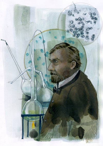 法国科学家路易斯·巴斯德（1822-1895）的肖像（法国化学家和微生物学家路易斯·巴斯德的肖像，因发现疫苗接种、微生物发酵和巴氏灭菌原理而闻名）亚历山德罗·洛纳特插图 作者 亚历山德罗·洛纳蒂
