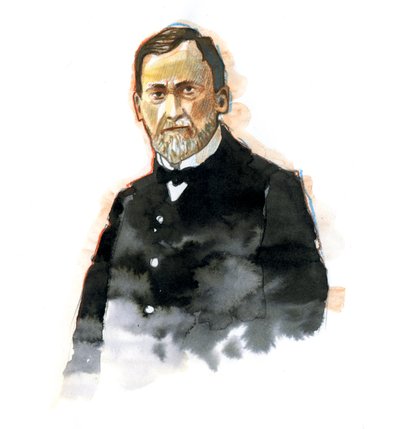 法国科学家路易-巴斯德（1822-1895 年）肖像（路易-巴斯德肖像，法国化学家和微生物学家，因发现疫苗接种、微生物发酵和巴氏灭菌原理而闻名于世），插图作者：Alessandro Lonat 作者 亚历山德罗·洛纳蒂