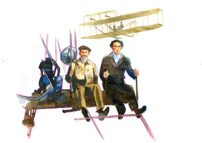 奥维尔（1871-1948）和威尔伯·赖特（1867-1912）美国航空先驱肖像（莱特兄弟、奥维尔和威尔伯美国兄弟、发明家、航空先驱） 作者 亚历山德罗·洛纳蒂
