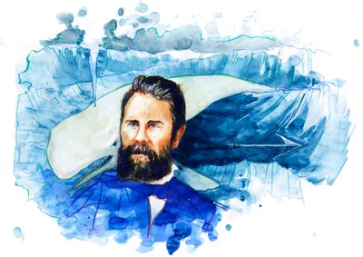 美国作家赫尔曼-梅尔维尔（1819-1891 年）肖像》（美国小说家赫尔曼-梅尔维尔肖像） 作者 亚历山德罗·洛纳蒂