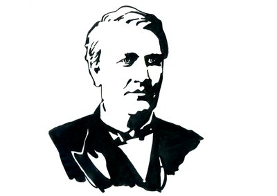 物理学家托马斯·爱迪生 (1847-1931) 的肖像 素描 作者 亚历山德罗·洛纳蒂