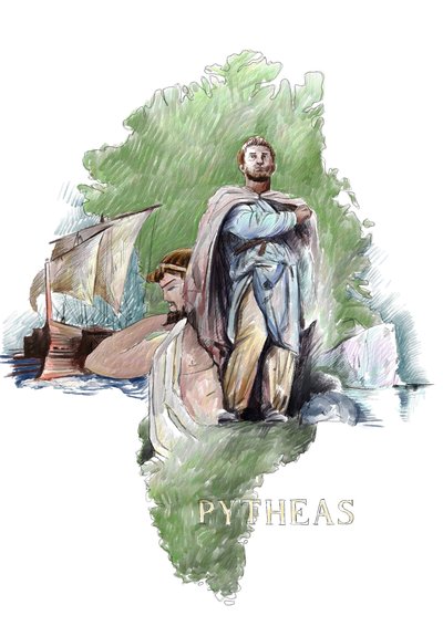 Representation of Pytheas Greek explorer from Massalia, 4th century BC (Portrait of Pytheas of Massalia greek geographer and explorer, 4th century BC) Illustration by Alessandro Lonati   1458621   zh       chinese Successfully Translated  Original: A View  作者 亚历山德罗·洛纳蒂