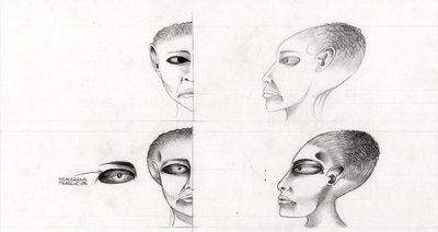 科幻插画（sciencefiction）：研究来自火星的外星人或外星人（alien或外星人）的面孔来征服太空或宇宙。 亚历山德罗·洛纳蒂绘画 作者 亚历山德罗·洛纳蒂