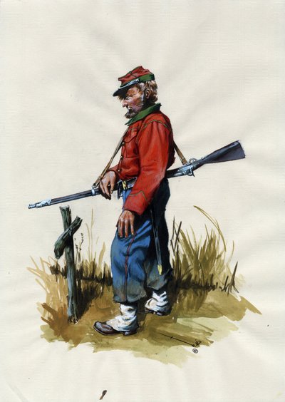 第二帝国（1852-1870）：意大利统一（Risorgimento），加里波第军队的志愿者，为意大利朱塞佩·加里波第（1807-1882）的事业而被称为“红衫军”战士 作者 亚历山德罗·洛纳蒂