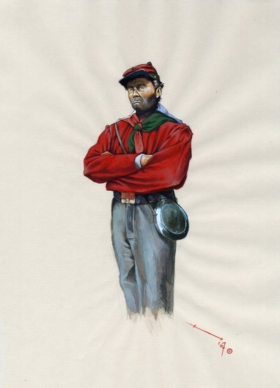 第二帝国（1852-1870）：意大利统一（Risorgimento），加里波第军队的志愿军官，为意大利朱塞佩·加里波第（1807-1882）的事业而被称为“红衫军”战士 作者 亚历山德罗·洛纳蒂