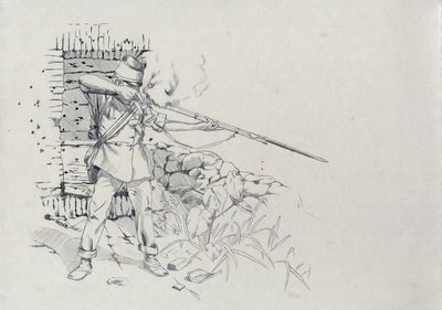 第二帝国（1852-1870）：步兵射击，奥地利军队士兵，奥匈帝国（Austro-Hungarian） 作者 亚历山德罗·洛纳蒂