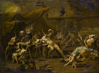 Pulcinella和Colombina的晚餐，17.25-1730 作者 Alessandro Magnasco