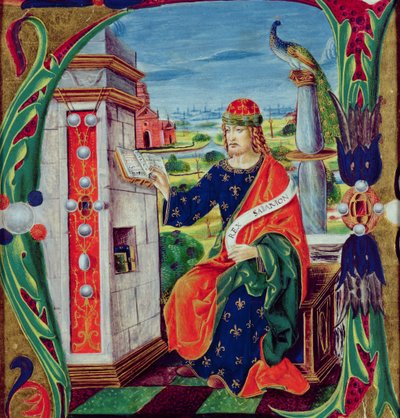 历史最初的&39;A&39;描绘了所罗门王，伦巴第学校，c.1499-1511 作者 亚历山德罗·潘普里诺（Alessandro Pampurino）