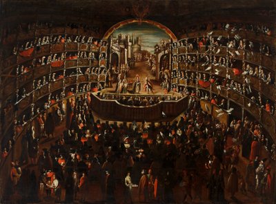 剧院，舞台上有歌剧《贝尼丝·文迪卡蒂瓦》的场景 作者 Alessandro Piazza