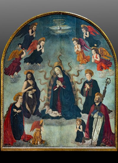 圣母子与圣徒（油画） 作者 Alessio & Scheggini Michele da Larciano（被称为 Graffione） (1470 85) Baldovinetti