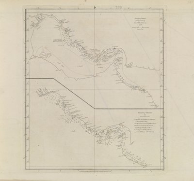 港口平面图，Dalrymple, Alexander 于 1791 年出版 ID 编号 41167-2001 波斯湾部分地区平面图，由 Edward Harvey 中尉于 1778 年进行部分校正 作者 亚历山大·达尔林普尔